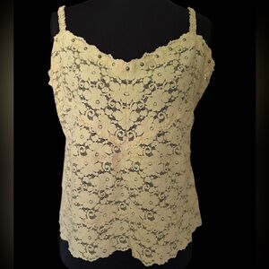 D. Exterior Yellow Lace Y2K Babydoll Tank Top Cropped Studs Women’s Size XXL